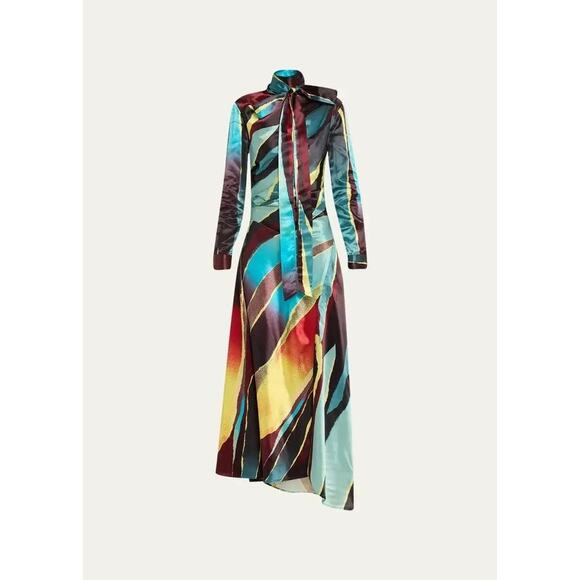 CHRISTOPHER JOHN ROGERS Women's Multicolor Printed Satin Maxi Dress Size 4 - Picture 5 of 16